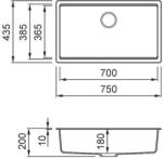 Elleci - Mosogatótálca Time 130 UM G40 Nero munkalap alá szerelhető (LG213040BSO)