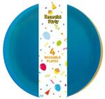  Színes Party félig átlátszó műanyag tányér 4 db-os (PNN94594)