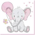  Baby elefánt Pink Balloon szalvéta 20 db-os 33x33 cm (PKK045934) - sandori