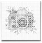  PontPöttyöző - Virágos fényképezőgép Méret: 50x50cm, Keretezés: Műanyagtáblával, Szín: Kék