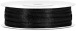 PartyDeco Panglică de satin - Negru 3mm/50m