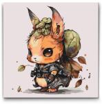  Festés számok szerint - Nyúl hátizsákkal, ami levelekből van Méret: 30x30cm, Keretezés: Keret nélkül (csak a vászon)