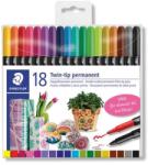 STAEDTLER Twin-tip Alkoholos marker készlet kétvégű 0.4/2.0 mm 18 különböző szín