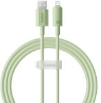 Baseus - Habitat Sorozatú Adatkábel (P10360200631-01) - USB Lightning csatlakozóval, 480Mbps, 2.4A, 2m - Természetes zöld