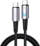Lito - Adatkábel (LD10) - Type-C to Type-C, Gyors töltés 60W, LED-del, 1, 2 m - Fekete