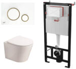 Fluminia Set complet vas WC suspendat Fluminia Clementina Alb cu rezervor Alca si clapeta alb si auriu (AM101+M775+G5330WH)
