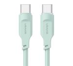 USAMS LITHE SERIES adatkábel (Type-C - Type-C, 100W, PD gyorstöltő, 120cm, LED jelzés) VILÁGOSZÖLD (SJ567USB04) (SJ567USB04)