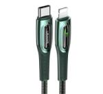 USAMS SJ518 adatkábel (Type-C - lightning, 20W, PD gyorstöltő, 120cm, cipőfűző, LED jelzés) SÖTÉTZÖLD (SJ518USB02) (SJ518USB02)
