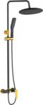 Kuchinox Alanis, zuhanyszett kézi- és fejzuhannyal, fekete-arany fényes felülettel, LAV-PQI_B0OB (LAV-PQI_B0OB)
