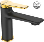 Kuchinox Alanis, mosdócsap ClickClack leeresztőcsavarral h-146, fekete-arany fényes, LAV-BQI_722G (LAV-BQI_722G)