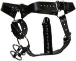 ZADO - bőr tanga dildóval, 3 péniszgyűrűvel - sexshopcenter