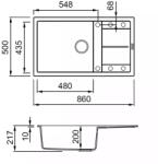 Elleci - Mosogatótálca Unico 410 86x50 Granitek egymedence + csepptálca G40 Nero fekete kiegészítőkkel (LGU41040BKM)
