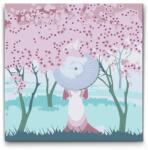  Festés számok szerint - Nő a cseresznyéskertben Méret: 50x50cm, Keretezés: Műanyagtáblával