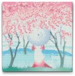  Gyémántszemes kirakó - Nő a cseresznyéskertben Méret: 30x30cm, Keretezés: Keret nélkül (csak a vászon), Gyémántok: Kerek