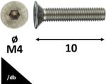  Süllyeszett Fejű Belsőkulcsnyílású Csavar 8.8 Horg. Din7991 M4x10 /db