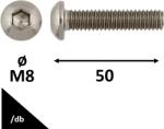  Domború Fejű Belsőkulcsnyílású Csavar 10.9 Galv. Horg. Iso7380-1 M8x50 /db