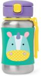 Skip Hop Zoo Straw Bottle неръждаема бутилка за вода със сламка Unicorn 12 m+