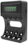 Qoltec töltő Ni-MH R03 AAA R6 AA elemekhez, LCD kijelzővel, USB kábellel (AKQTZUA00070)