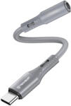 Techsuit - Prémium Hang Adapter SoundFleX (AC1) - Type-C - 3, 5 mm Jack, Hi-Fi Minőség, DAC Chip, Szilikagél, 0, 1 m - Szürke - smartdiszkont
