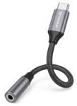 Techsuit - (2 darabos) Prémium Kábel Adapter FuseXound (AC12) - Type-C to 3, 5 mm Jack, 3A, Plug and Play, Fonott - Szürke - smartdiszkont