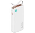 Awei XY vésztöltő USB+Type-C aljzat (10000mAh, 20W, PD gyorstöltő, LED kijelző + fix lightning kábel) FEHÉR (10KCD22502) (10KCD22502)