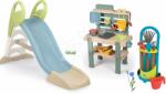 Smoby Set tobogan cu joc de apă și bucătărie de grădină Toboggan GM Slide Life Smoby lungimea suprafeței de alunecare 150 cm cu cărucior și unelte (SM820509-8)