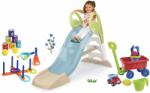 Smoby Set tobogan cu joc de apă și cărucior de tras cu set de găleată Toboggan GM Slide Life Smoby lungimea suprafeței de alunecare 150 cm și set de jocuri sportive (SM820509-10)
