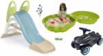 Smoby Set tobogan cu joc de apă și babytaxiu cu sunete Toboggan GM Slide Life Smoby lungimea suprafeței de alunecare 150 cm și nisipar cu două fețe Scoică (SM820509-16)
