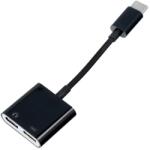 AUX 2 az 1-ben adapter Type C (apa) - Type C (anya) / Type C (anya) BOX fekete [DAC]