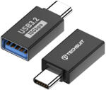 Techsuit - OTG Adapter AluCoreX (A14) - USB-ről Type-C-re, 10 Gbps, Plug and Play, Alumínium ötvözet, Gyors adatátvitel - Fekete
