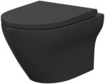 Cersanit Larga perem nélküli wc csésze lassú záródású ülőkével, matt antracit S701-610 (S701-610)