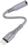  Techsuit - Prémium Kábel Adapter SoundFleX (AC2) - Villámcsatlakozó 3, 5 mm-es Jackhez, Hi-Fi Minőség, DAC Chip, Szilikagél, 0, 1m - Szürke - studioeszkozok