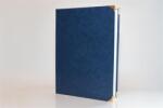  Oklevéltartó, A4, exkluzív, műbőr, 4 fém sarokkal, kék (ISKE242) - webpapir