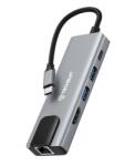 Techsuit Хъб Techsuit NetBridge H1, Docking Station, 5 в 1, Type-C, 1x USB2.0, 1x USB3.0, 1x Type-C, 1x HDMI, 1x RJ45, PD 87W, сив (KF2350787)