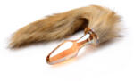 XR Brands TAILZ - Fox Tail Glass Anal Plug - Orange with Faux Fur Tail