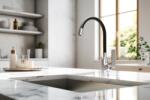 INVENA Ligaria, magas mosogatós csaptelep elasztikus karral, Eco Start rendszerrel, matt króm-fekete, INV-BZ-39-008-L Leták: https: //cloud. invena. pl/s/nnXaZKg3crBrRkz/download? path=/Pliki do strony www/B