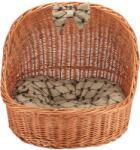 AtmoWood Fonott kutyafekhely tetővel tetővel - sötét, bézs színű masnival díszített