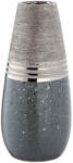  Exkluzív matt, fényes és érdes, csíkos, ezüst és antracit színekben pompázó modern kerámia váza 30cm Magma