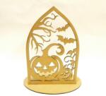  Íves ablakban halloween tök, denevérekkel, MDF. Mérete: 20, 5x25x13, 1 cm