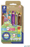 STAEDTLER Színes ceruza készlet, duo színű, hegyezővel, STAEDTLER "Noris® junior 140", 6 különböző szín (1402 C6)