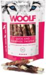 WOOLF Duck And Rawhide Twister pentru caini 100g piele uscata invelita in rata