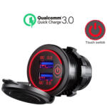 AVC Beépíthető USB töltő piros világítással (49466)