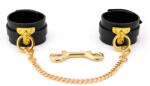 SuperLove Deluxe Leather Handcuffs Black-Gold