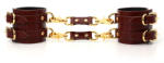 SuperLove Deluxe Leather Handcuffs Wine Red