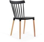 CHAIRS-CS Scaune terasă din plastic si picioare din lemn HRC 595 Negru