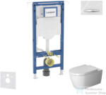 Geberit Duofix falra szerelhető WC szett, Duravit Me By Starck WC soft close ülőkével, Geberit Sigma 50 alpesi fehér/fényes króm nyomólappal SANI11CP3114 (SANI11CP3114)