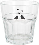 Clayre & Eef Set 6 pahare sticla transparenta neagra Pasari Ø 8x8 cm / 200 ml (LBSGL0011) Pahar