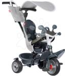 Smoby Tricicletă și cărucior 2în1 cu frână Baby Driver Grey Tricycle Smoby cu control intuitiv și roți silențioase EVA gri pentru copii de la 10 luni (SM741503)
