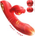 SuperLove 4in1 Licking & Biting Thrusting Rabbit Vibrator Red Vibrator