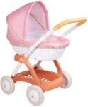 Smoby Mély babakocsi textil huzattal Pram Soft Baby Nurse Smoby 42 cm játék babának 58 cm magas tolókarral 18 hó-tól (SM254124)